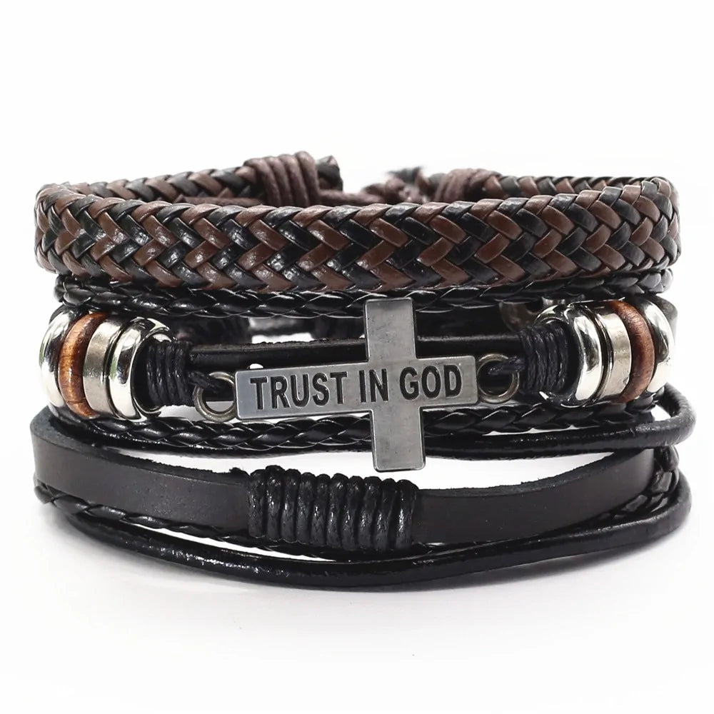 Leather Bracelets Men Bangles