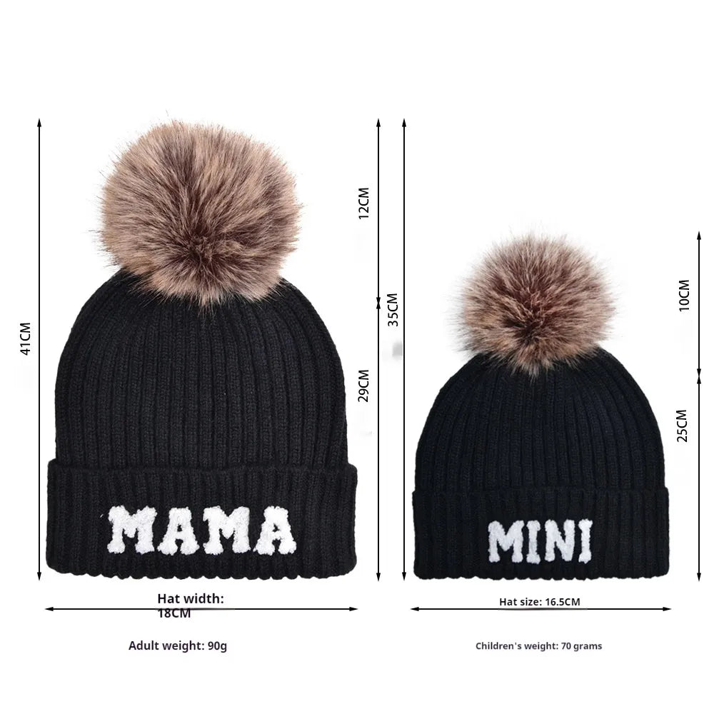 Kunyeah Family Beanie Trio with Pom-Poms