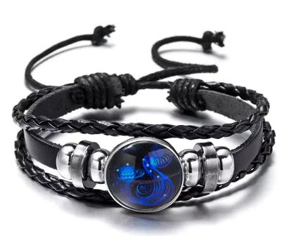 Luminous Zodiac Constellation Braided Couples Leather Bracelet for Men