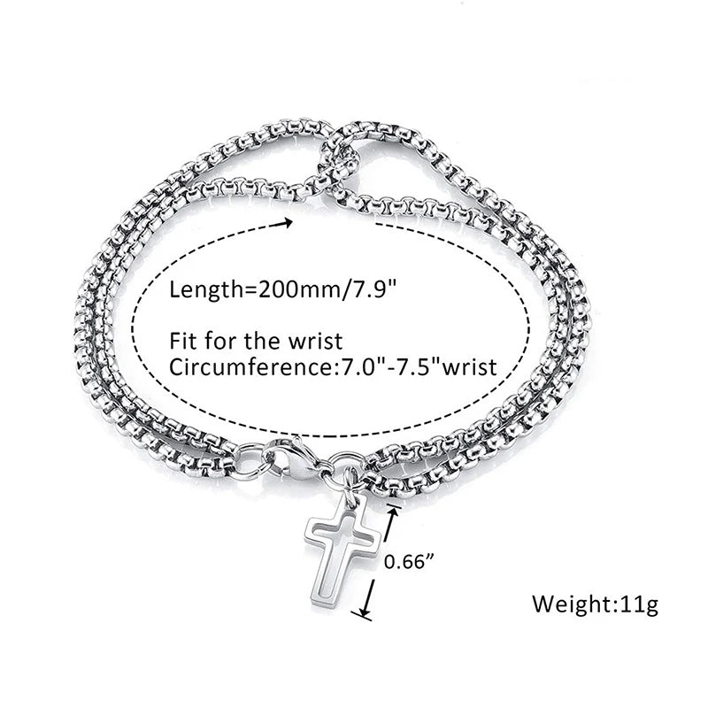 Men's Dual Chain Cross Pendant