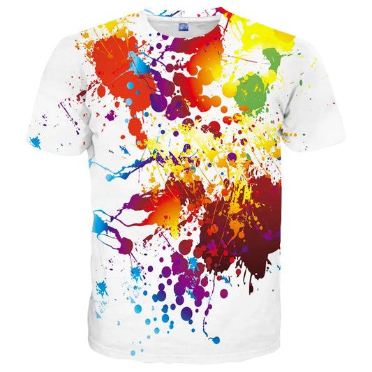 LAIDIPAS Colorful Tees Shirts for Men Paint Splatter Shirts Cool Graphic Tees for Men Women L