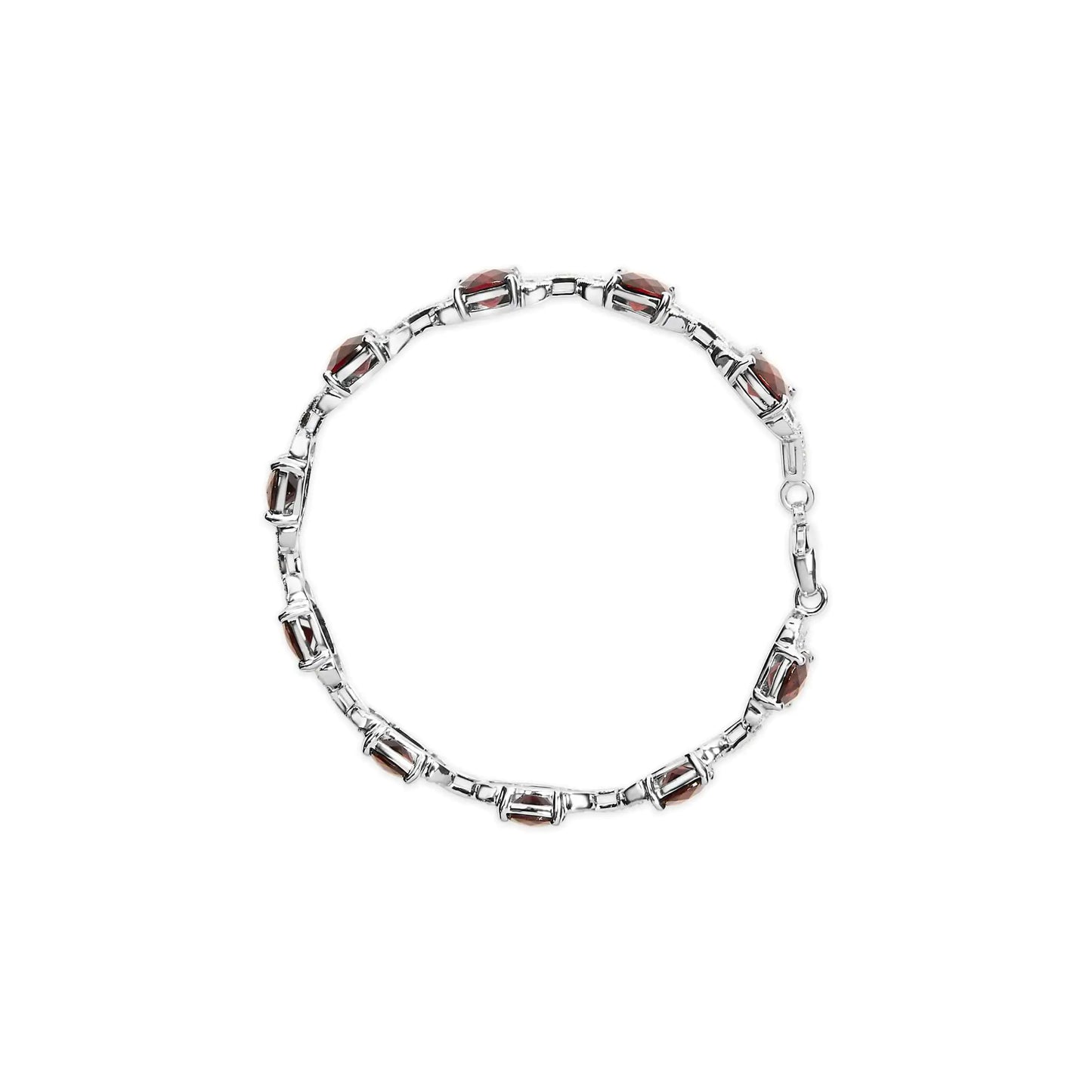 Sterling Silver Red Garnet Diamond Tennis Bracelet