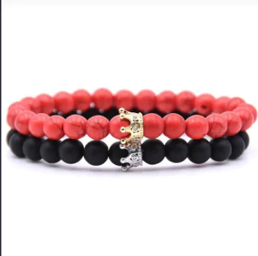 Royalty in Love Beaded Crown Bracelet Set