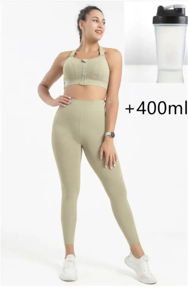 Seamless Wireless Push-Up Sports Bra with a Bottle