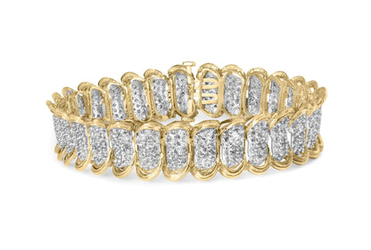 10K Yellow Gold 4ct Pave Diamond S-Link Bracelet