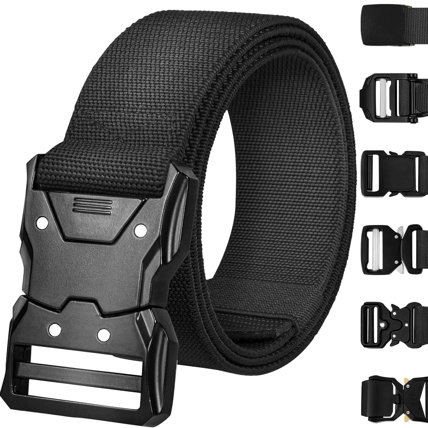 TECEUM Tactical Belt – Black B6 XXL – Heavy-Duty Military Work HikingRigger Utility EDC Men’s Belts – Quick-Release – Nylon Web