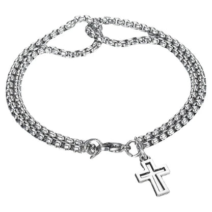 Men's Dual Chain Cross Pendant