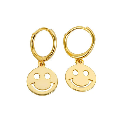 Sterling Silver Smiley Face Drop Earrings for Women