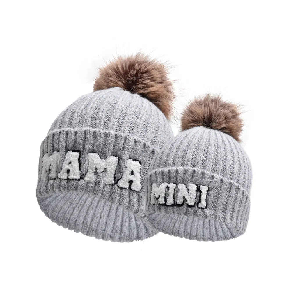 Kunyeah Family Beanie Trio with Pom-Poms