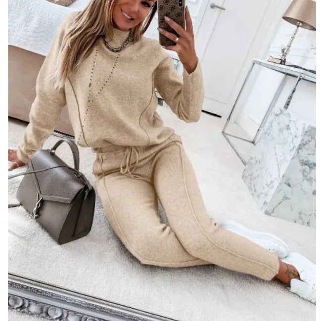 Turtle Neck Long Sleeve Fleece Trousers