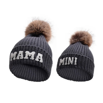 Kunyeah Family Beanie Trio with Pom-Poms