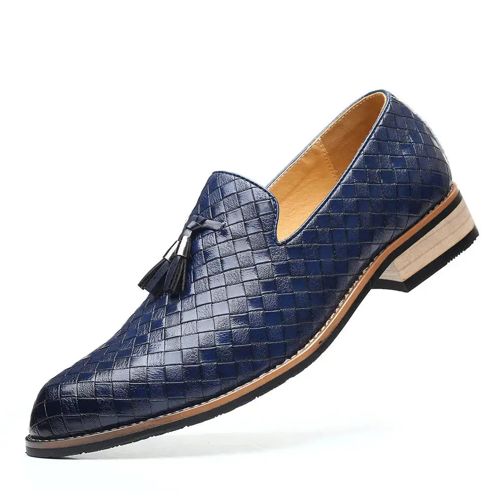 Vintage Patterned Vegan Leather Loafers for Men