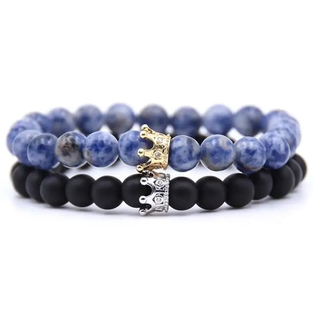 Royalty in Love Beaded Crown Bracelet Set