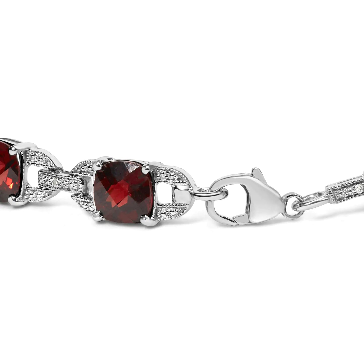 Sterling Silver Red Garnet Diamond Tennis Bracelet