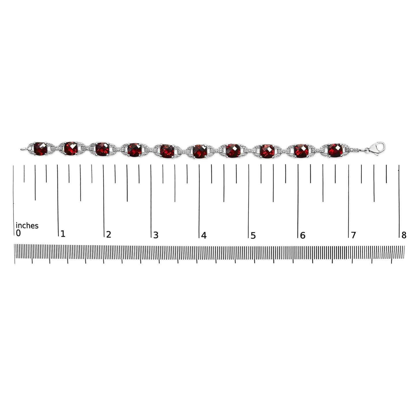 Sterling Silver Red Garnet Diamond Tennis Bracelet