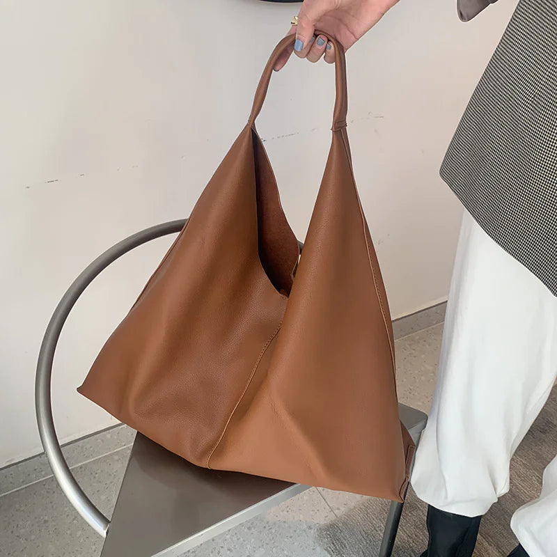 Soft Leather High-Capacity Tote Bag