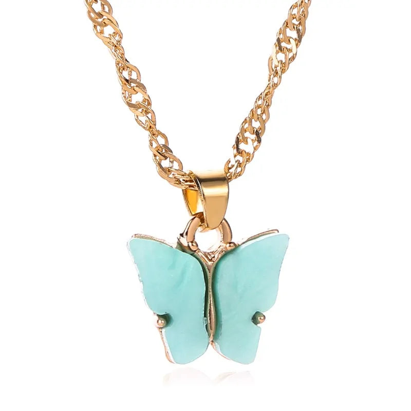 Gold Chain Butterfly Pendant Choker Necklace: Bohemian Beach Jewelry