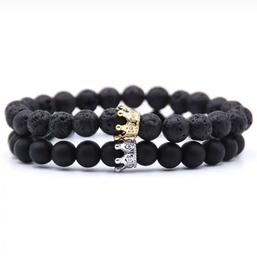 Royalty in Love Beaded Crown Bracelet Set