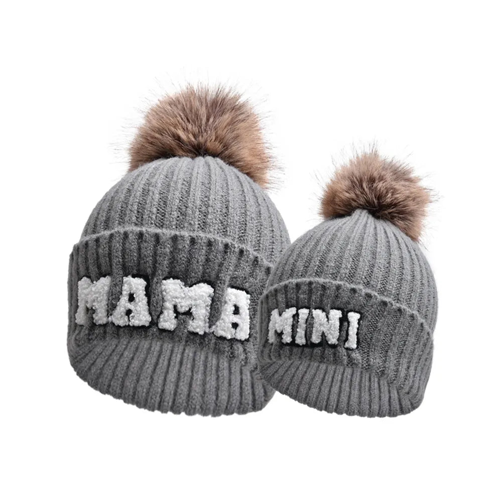 Kunyeah Family Beanie Trio with Pom-Poms