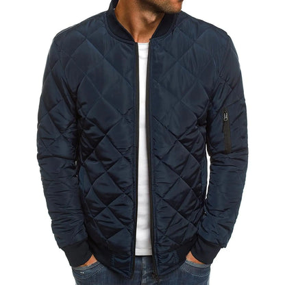 Navy Diamond Quilted Bomber Jacket XXL