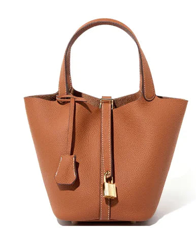 Bucket Vegetable Basket Leather Handbag