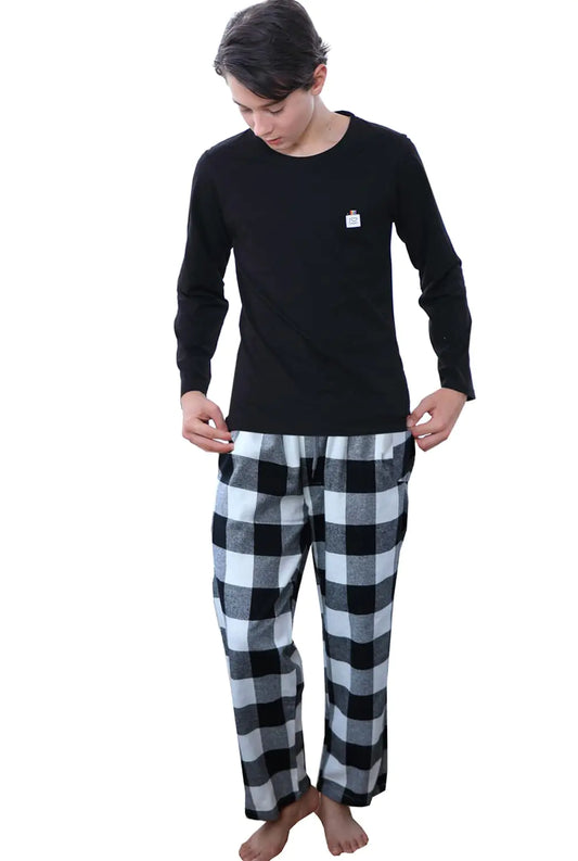 BYX SweetLeisure Big Boys Long Sleeve Plaid Pajamas Cotton Young Teens Sleepwear 10-16Years