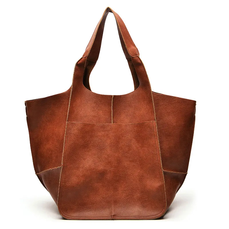 Soft Leather Large Capacity Shoulder Hand-held Tote Bag