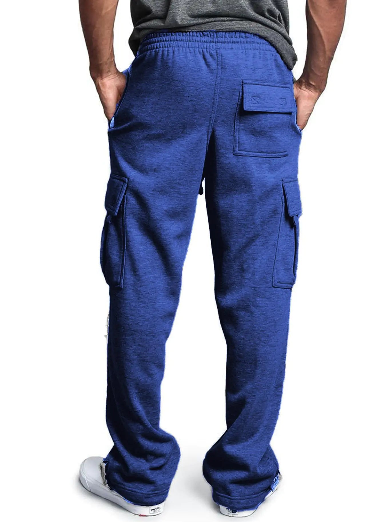 Men's Cargo Sweatpants Casual Fleece Joggers Loose Fit Open Bottom Athletic Pants for Men with Pockets Small Royalblue