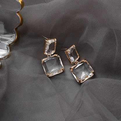 Luxury Square Crystal Dangle Earrings for Women