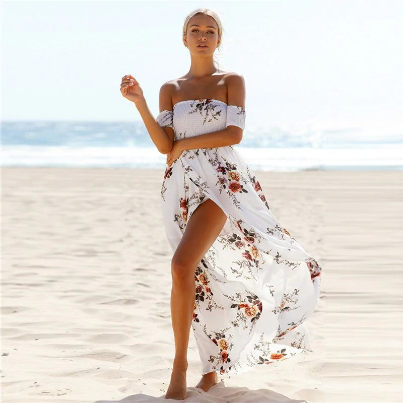 Off Shoulder Sexy Split Beach Summer Dress