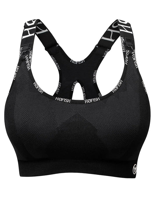 HOFISH Nursing Bras for Breastfeeding Medium Support Nursing Sports Bra Seamless Soft Maternity Pregnancy Bra Black XL