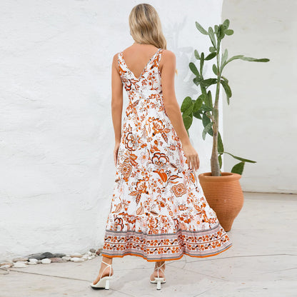 Floral V-Neck Sleeveless Maxi Dress