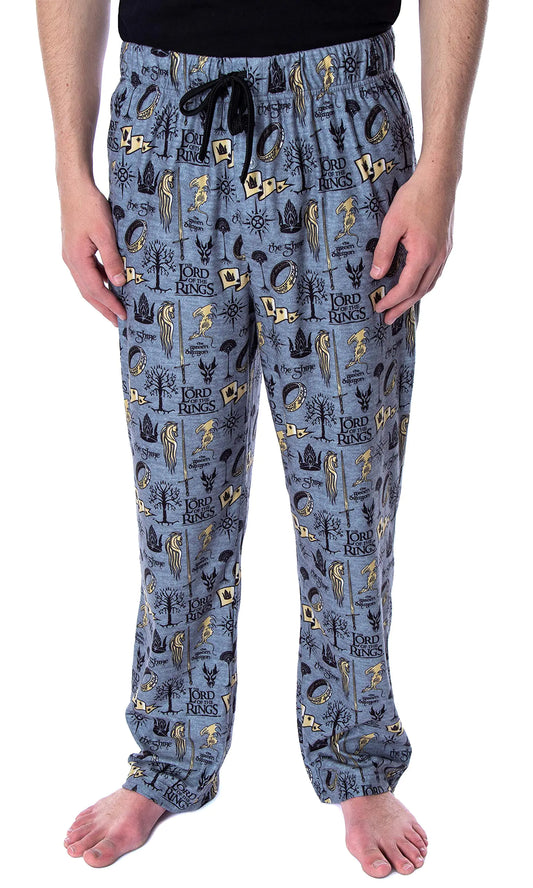 Lord of the Rings Mens Allover Pattern Adult Sleepwear Lounge Bottoms Pajama Pants (5X-Large)