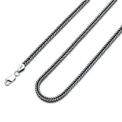 Franco Chain Sterling Silver Foxtail Necklace for Men 2mm 3mm Diamond Cut Chain for Men Women (Width: 2mm Length: 26")