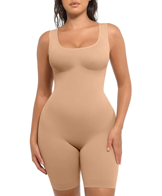 FeelinGirl Shapewear Tummy Control Full Body Shaper Bodysuit Butt Lifter Panties Seamless Brown M/L